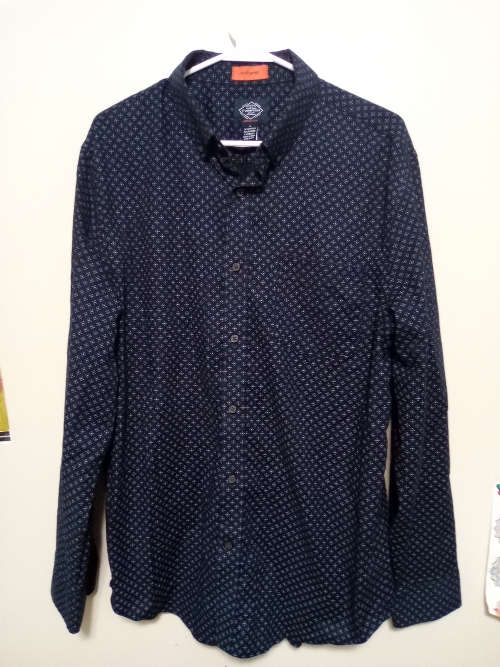 St. John's Bay Mens Slim Fit Navy Geometric Long-Sleeve Shirt Large A-12